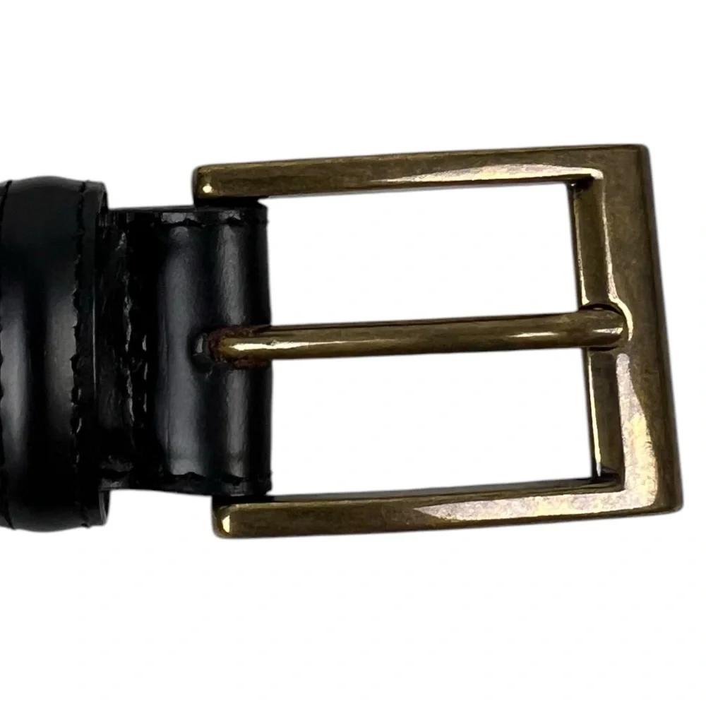 L.L. Bean Black Full Grain Leather Made In USA Belt Mens Size 38 Casual EUC - Picture 6 of 12
